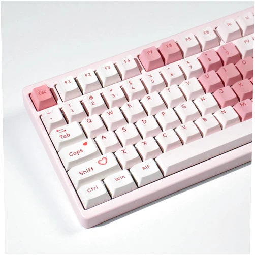 Hunfuthr Custom PBT Keycaps 152 Keys Full Set Dye Sub Cherry Profile Cute Pink Key caps Set for Mechanical Keyboard Cherry Mx Gateron Switches