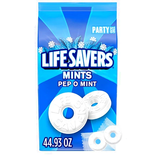 LIFE SAVERS Pep-O-Mint Breath Mint Bulk Hard Candy, Party Size, 44.93 oz Bag