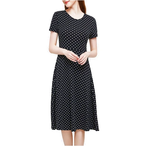 Urban CoCo Women's Vintage Short Sleeve High Waist Flared Midi Casual Summer Dress