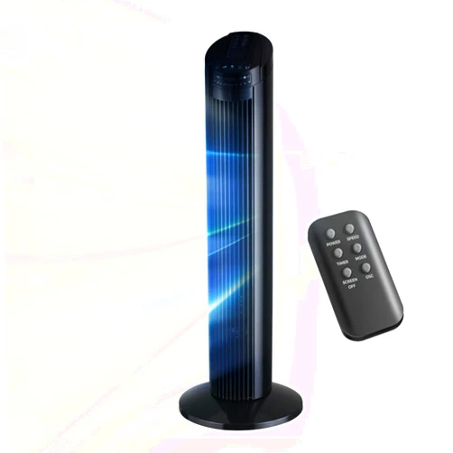HealSmart 29 Inch Bladeless 90 Degree Oscillating Tower Fan with Top Mounted Remote, 3 Speeds Mode Stand Fan Features with 38dB Low Noise Operating, 7.5H Timing, Black