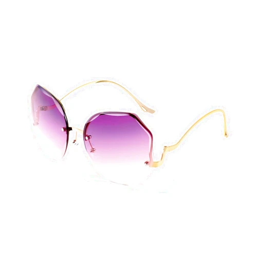 FEISEDY Fashion Rimless Sunglasses Women Trendy Diamond Cutting Lens Stylish Oversized Shades B2871