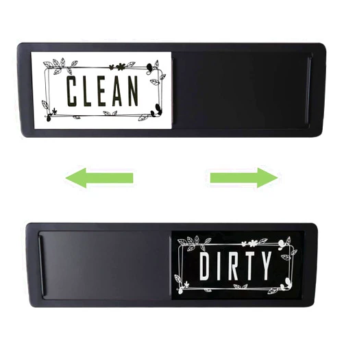 Lissaberg Dishwasher Magnet Clean Dirty Sign, Upgrade Strong Magnet Slide Indicator, Easy to Read, Non-Scratch Water Resistant,Kitchen Organization, Leaf Black
