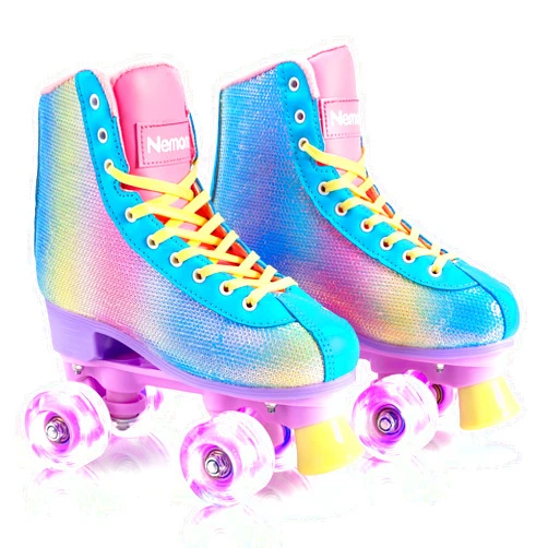 NEMONE Roller Skates for Girls, Women Roller Skates with Light up Wheels, Classic Shiny Mermaid Rollerskates, High Top Outdoor Indoor Skates for Adults Youth Kids