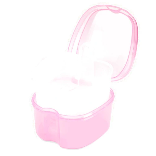 Annhua Dental Orthodontic Retainer Container Cleaning Case,Denture Bath Box Case Cup Holder, Mouthguard Storage Soaking Case - Pink