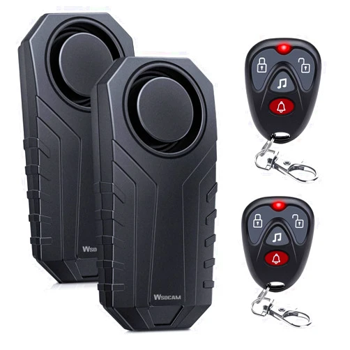 WSDCAM 113dB Loud Anti Theft Vibration Sensor Alarm Systems for Electric Bike Motorcycle Golf Car Trailer Mailbox Garage Door Waterproof Home Security Bike Accessories Bike Alarm with Remote (2pack)