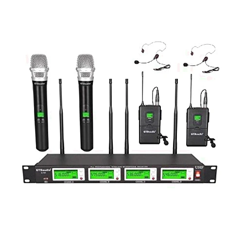 GTDaudio GTD Audio 4x800 Selectable Frequency Channels UHF Diversity Wireless Hand-held/Lavalier/Lapel/Headset Microphone Mic System 400fts
