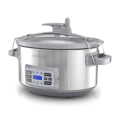 BLACK+DECKER 7-Quart Digital Slow Cooker, SCD7007SSD, Temperature Probe, Sous-Vide, Locking Lid, Removable Stoneware Crock