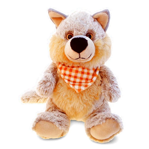 Puzzled DolliBu Plush Wolf Stuffed Animal - Soft Plush Huggable Sitting Grey Wolf, Adorable Playtime Wolf Plush Toy, Cute Wild Life Cuddle Gifts for Kids and Adults - 9 Inch