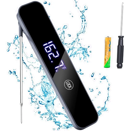 Homtronics Meat Thermometer Digital, Homtronics 1s Instant Read Thermometer, Waterproof Professions Kitchen Cooking with 180° Reversible Backlight LCD, Food Thermometer Probe for Beef BBQ Grilling Smoker Baking