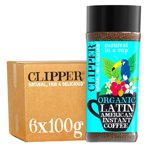 Clipper Natural, Fair & Delicious Clipper Coffee, Organic Latin American Instant Coffee, Medium Roasted Coffee, Freeze Dried, Ethically Sourced, 6 Pack