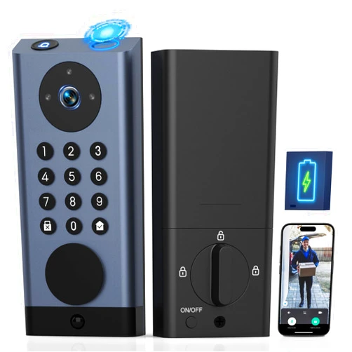 Pothunder Smart Lock with Camera, Keyless Entry Door Lock Deadbolt with WiFi Video Doorbell, Fingerprint Electronic Keypad Code Door Lock for Front Door with App Remote Control, PIR Motion Detection