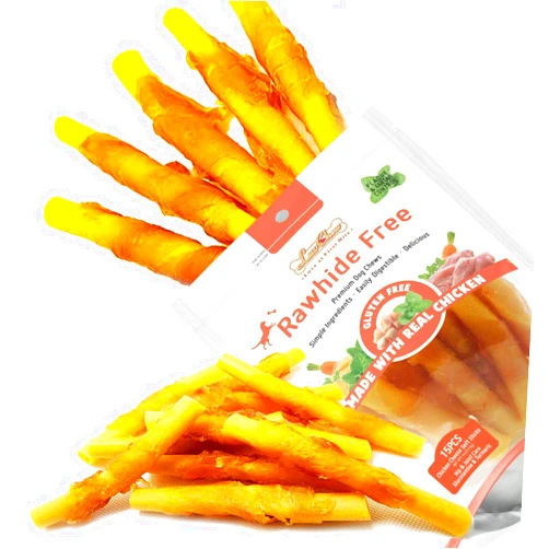 LuvChew Chicken Wrapped Dog Bone Treat Sticks with Glucosamine & Turmeric, Easy to Digest, Non-Rawhide Soft Chicken Cheese Dog Chew Treats 15pcs/Pack