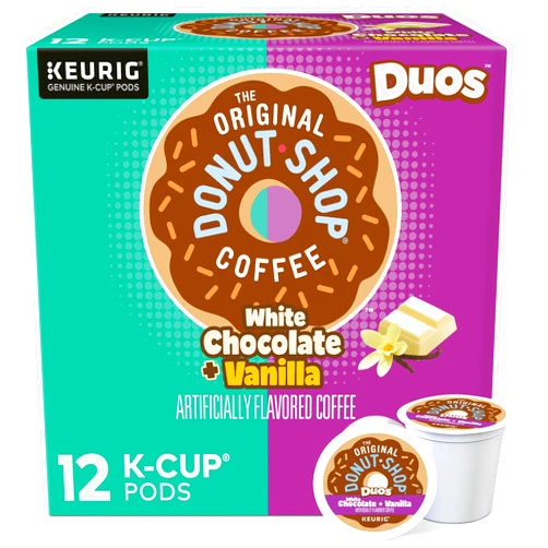 The Original Donut Shop Duos White Chocolate + Vanilla, Keurig Single Serve K-Cup pods, 12 Count