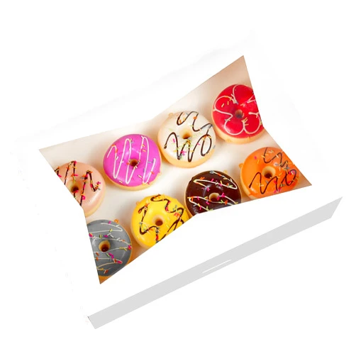 ONE MORE 14 x10 x 3inch White Lock Corner Window Bakery Cookie Boxes, Large Paperboard Container with PVC Windows for Pie, Pack of 12