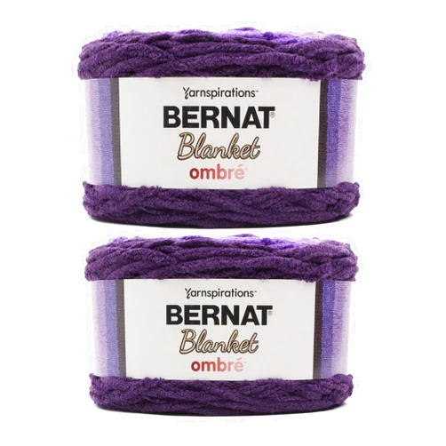 Bernat Blanket Ombre Eggplant Ombre Yarn - 2 Pack of 300g/10.5oz - Polyester - 6 Super Bulky - 220 Yards - Knitting/Crochet