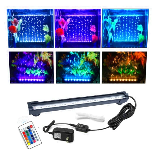 JackSuper Aquarium air Bubble Light, RGB LED Fish Tank Light with 16 Colors 4 Modes, Remote Control IP68 Submersible LED Aquarium Lamp with for Turtle Tank, Betta, Shrimp(7.1inch Light Tube(with Remote)）