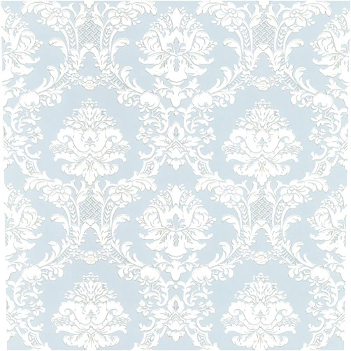 Norwall SD25646 Document Damask Prepasted Wallpaper, Pearl, Light Blue, 56 Sq Ft