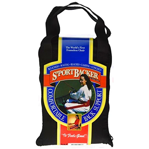 Nada Chair Sportbacker Portable Back Supporter for Seat Backs, Camping, Boating, Concerts - Convertible Pouch Bag (Black)