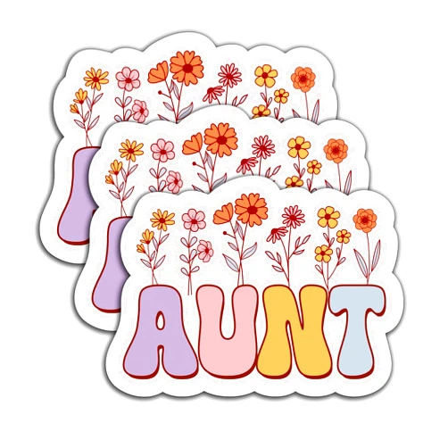 HYKADEUS (3Pcs) Aunt Sticker Gifts for Aunt Auntie Waterproof Vinyl Stickers Decals with Vintage Retro Groovy Design Decorate Books, Laptops, Water Bottles, Kindle, Tumble, Cups 3 x 2.2 Inch