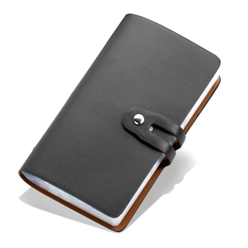 Angimi Leather Business Card Organizer, RFID Blocking Credit Card Holder, Professional Business Card Holder and Name Card Book, Credit Card Protector - Holds 96 Cards (Black)