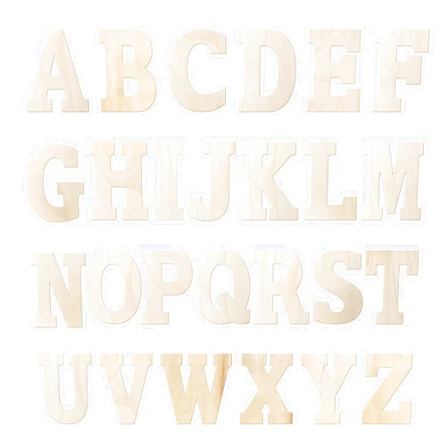 Cregugua 6 Inch 88 Pieces Wood Letters Crafts Wooden Letters,Unfinished Thin Alphabet with Extras for Wall Decor