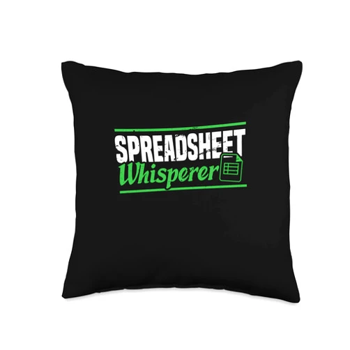 Data Statistician Appreciation Shirts and Gifts Spreadsheet Whisperer | Funny Actuarial Statistics Analyst Throw Pillow, 16x16, Multicolor
