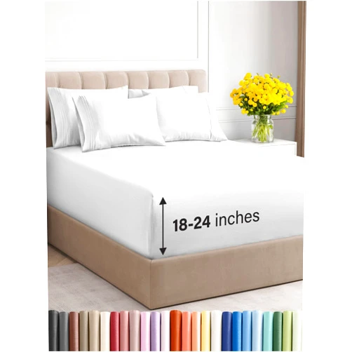 CGK Unlimited Extra Deep King Sheet Set - 6 Piece Breathable & Cooling Sheets - Hotel Luxury Bedding Set w/18-24 Inch Extra Deep Pockets - Easy & Secure Fit - Super Soft, Wrinkle Free and Comfy - White, King Size