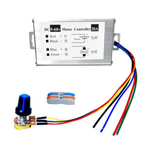 HUSETOO DC Motor Speed Controller, DC 9V - 60V Motor Pulse Width Modulator Regulator Motor Variable Speed Controller with Cable Connector