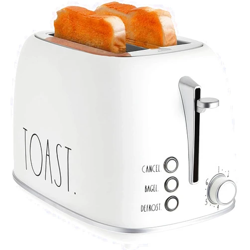 Rae Dunn Retro Rounded Bread Toaster, 2 Slice Stainless Steel Toaster with Removable Crumb Tray, Wide Slot with 6 Browning Levels, Bagel, Defrost and Cancel Options, Cream