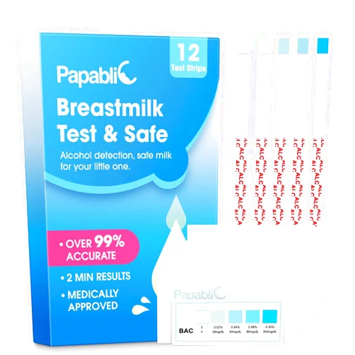 Papablic Alcohol Test Strips for Breastmilk, Quick Results in 2 Minutes Breast Milk Alcohol Test Strips for Breastfeeding Moms at Home Holiday Party, 12Pcs