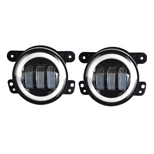 SYDKTWKM 4 Inch LED Fog Lights Halo Ring Work Light, for Jeep Wrangler JK, with Red DRL Yellow Turn Signal (Red+Yellow+White)