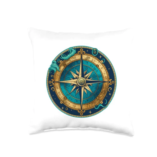 Segeln Kapitän Schiff Boot Taufe Geschenk Kompass Nautical Ship Compass for Boat Owners Throw Pillow, 16x16, Multicolor