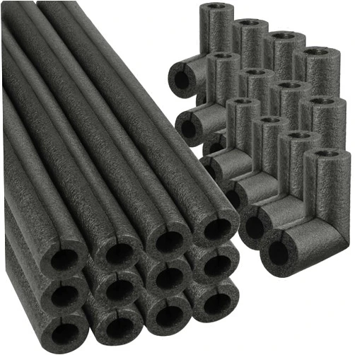 Amylove Elbow Pipe Insulation Foam Tube Outdoor Pipe Insulation Wrap Black Foam Pipe Covers Elbow Insulation Tubing Water Pipe Insulation Foam Wrap for Outdoor Winter Irrigation, Sprinkler(24 Pack, 3/8 Inch)