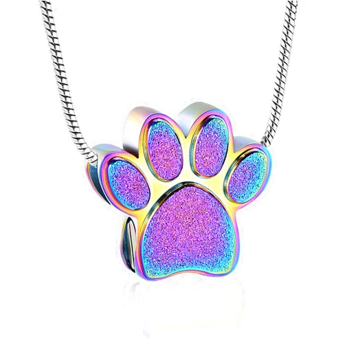 Hearbeingt Pet Cremation Jewelry for Ashes Urn Necklace Paw Print Pet Keepsake Jewelry for Pet/Dog's/Cat's Ashes Pendant Memorial Gifts