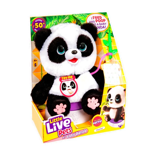 Little Live Pets My Baby Talking Panda ChuChu, Cuddly Panda Toy Plush with 50+ Sounds, Potty Dance, Kick, Feed, Kids Interactive Animal Toys Ages 4+