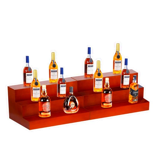 AGJIDSO Liquor Bar Bottle Display Shelf, 3 Tier Solid Wood Liquor Bottle Stand, Bar Liquor Shelves for Home, Bar, Kitchen, 2 Pack