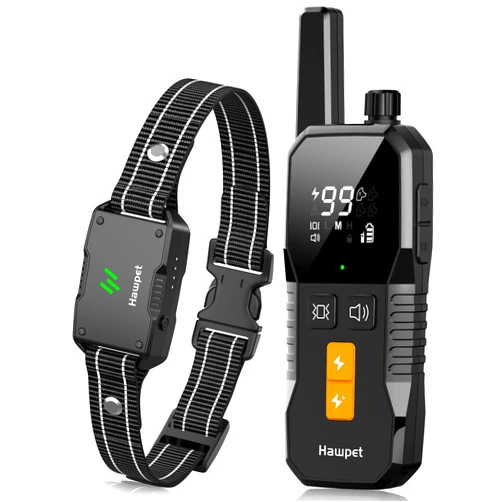 Hawpet Dog Shock Collar with Remote Control - 4000FT Dog Training Collar IPX7 Waterproof Electric Collar with 4 Training Modes, Security Lock, Rechargeable e-Collar for All Breeds, Size
