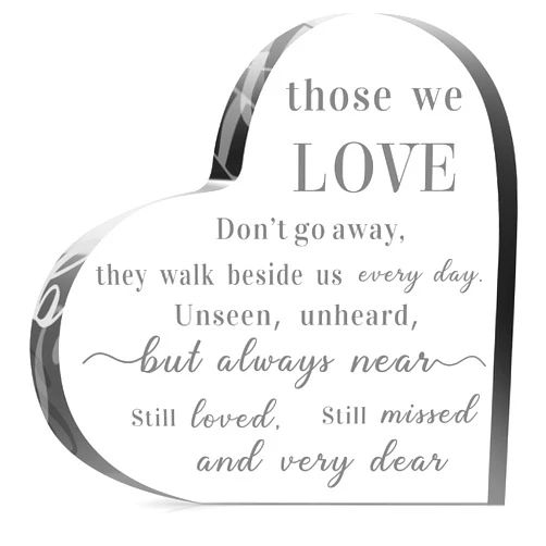 Jetec Bereavement Gift Acrylic Heart Sympathy Gift Memorial Condolence Gift for Loss of Loved One Remember Me Grieving Gift for Christmas Remembrance Table Decor(6 x 6 x 0.6 Inch)
