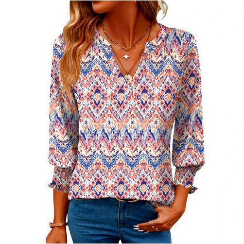 LOMON Women's 2025 Fashion Tops 3/4 Length Sleeve Business Casual Blouses Summer Tees Shirts