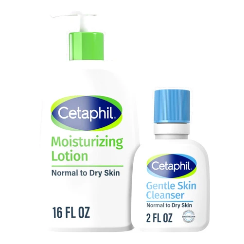 Cetaphil Hydrating Moisturizing Lotion for Normal to Dry, Sensitive Skin, 16 oz + Travel Size Gentle Skin Cleanser 2 oz