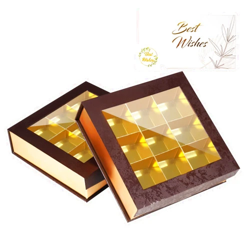 Bumlon Chocolate Box Packaging, Chocolate Packaging Box, Candy Boxes Packaging for Handmade Chocolate, Chocolate Boxes with Present Cards for Mother's Day, 2 Pack (9 Lattices)