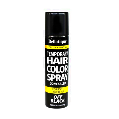 BELLATIQUE Temporary Hair Color Spray Concealer - Off Black. For Root Touch-Up. Quick & Easy, Fast Drying, No Residue, Smudge Proof, Lasts 1 Shampoo, Ammonia Free, Peroxide Free, Water Resistant