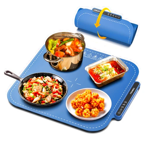 Itrusou Electric Warming Tray - Full Surface Heating,Rollable & Portable,Premium Silicone Nano-Material,3 Temperature Settings,Auto Shut-Off -Versatile Food Warmer for Pizza, Meals, and More