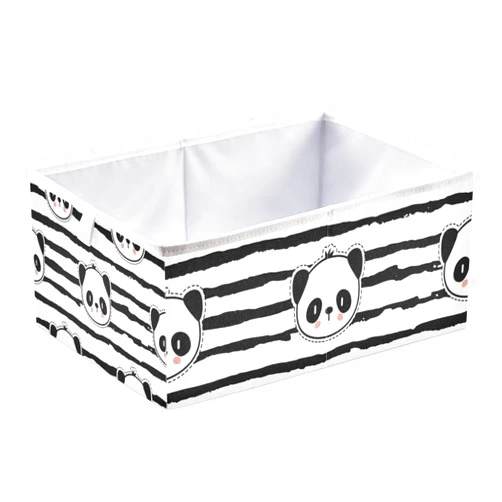 ALAZA Cute Panda Shelf Baskets for Organizing,Closet Storage Bins Large Collapsible Storage Baskets with Handles for Closet 15X10.5X7 In, Seamless Panda Bear Pattern_125096550_ori,GSLOR1875
