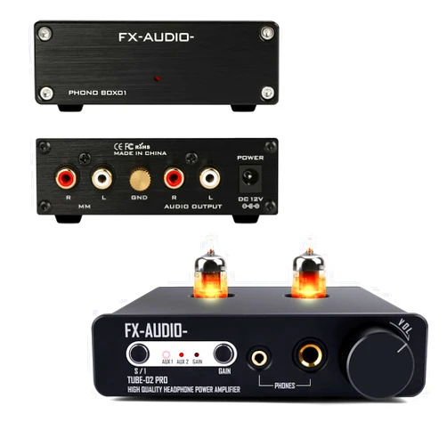KGUSS FX-Audio Tube02pro Tube Headphone amp and BOX01 Phono Turntabel Preamp