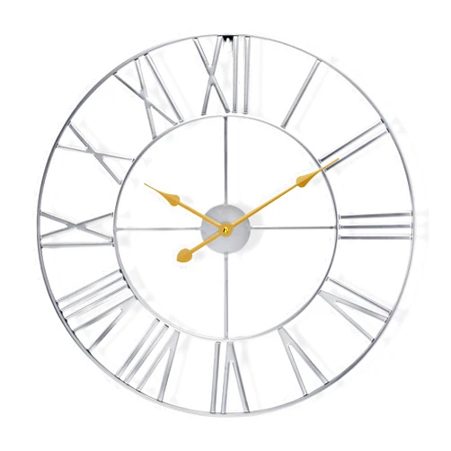 Sorbus Large Wall Clock for Living Room Decor - 12 inch Big Wall Clock Decorative - Battery Operated - Roman Numeral Analog Large Clock for Bedroom, Room, Home, Kitchen, Office, Wall Decor (Silver)