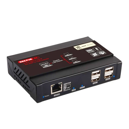 ShuOne HDMI KVM Extender 4K@30Hz, KVM Over TCP IP Support Gigabit PoE Network Switch up to 383ft Cat6 to HDMI Receiver (BLACK-383ft kvm Extender（Receiver Only）)