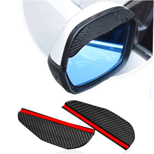 SOMUCH 2pcs Rearview Mirror Eyebrows - Carbon Fiber Mirror Rain Guards, Universal Flexible PVC Covers, Durable Side View Accessories for Cars, Trucks, SUVs, All-Weather Protectors