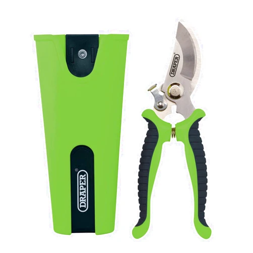 Draper Expert 190mm Bypass Secateurs & Holster Set | Garden Tools Set-2 Piece | Pruning Gardening Hand Tools |Heavy Duty Garden Cutting Tool | Stainless Steel Blades | Safety Lock Feature | 09007