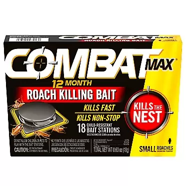 Combat Max 12 Month Roach Killing Bait, Small Roach Bait Station, Child-Resistant, 18 Count